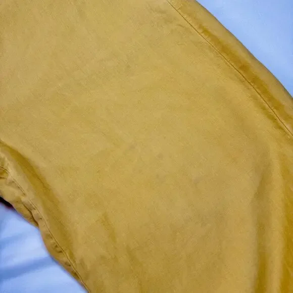 J Jill Love Linen Wide Leg Capri Pant Mustard Sun Yellow Women’s Medium Boho - Picture 8 of 16